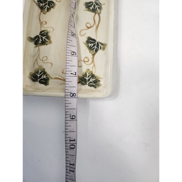 VTG Linens-N-Things Ceramic Hand Painted Grape Leave Serving Tray Rectangular - Picture 6 of 8